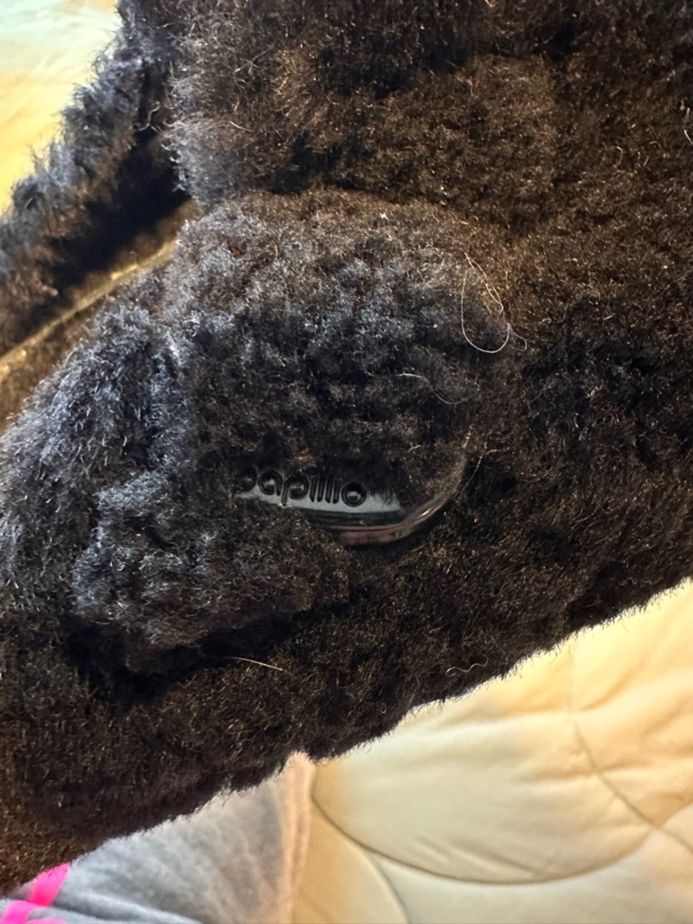 BIRKENSTOCK / Papillon Cozy Black Fuzzy Slip-On Slippers - Picture 4 of 7